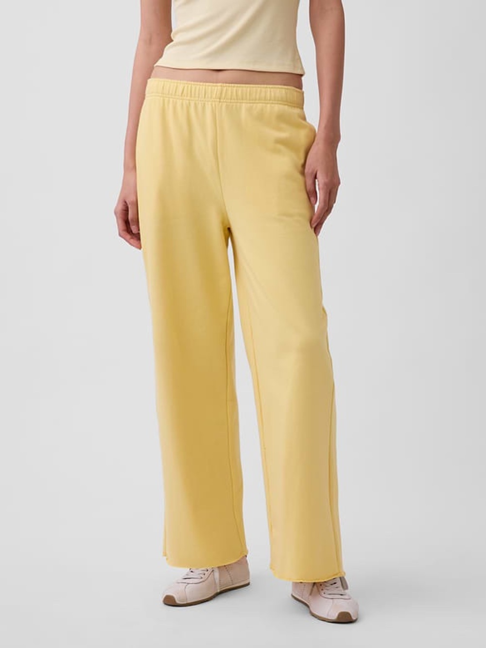NWT GAP VintageSoft French Terry Wide Leg Sweatpants Yellow M Tall